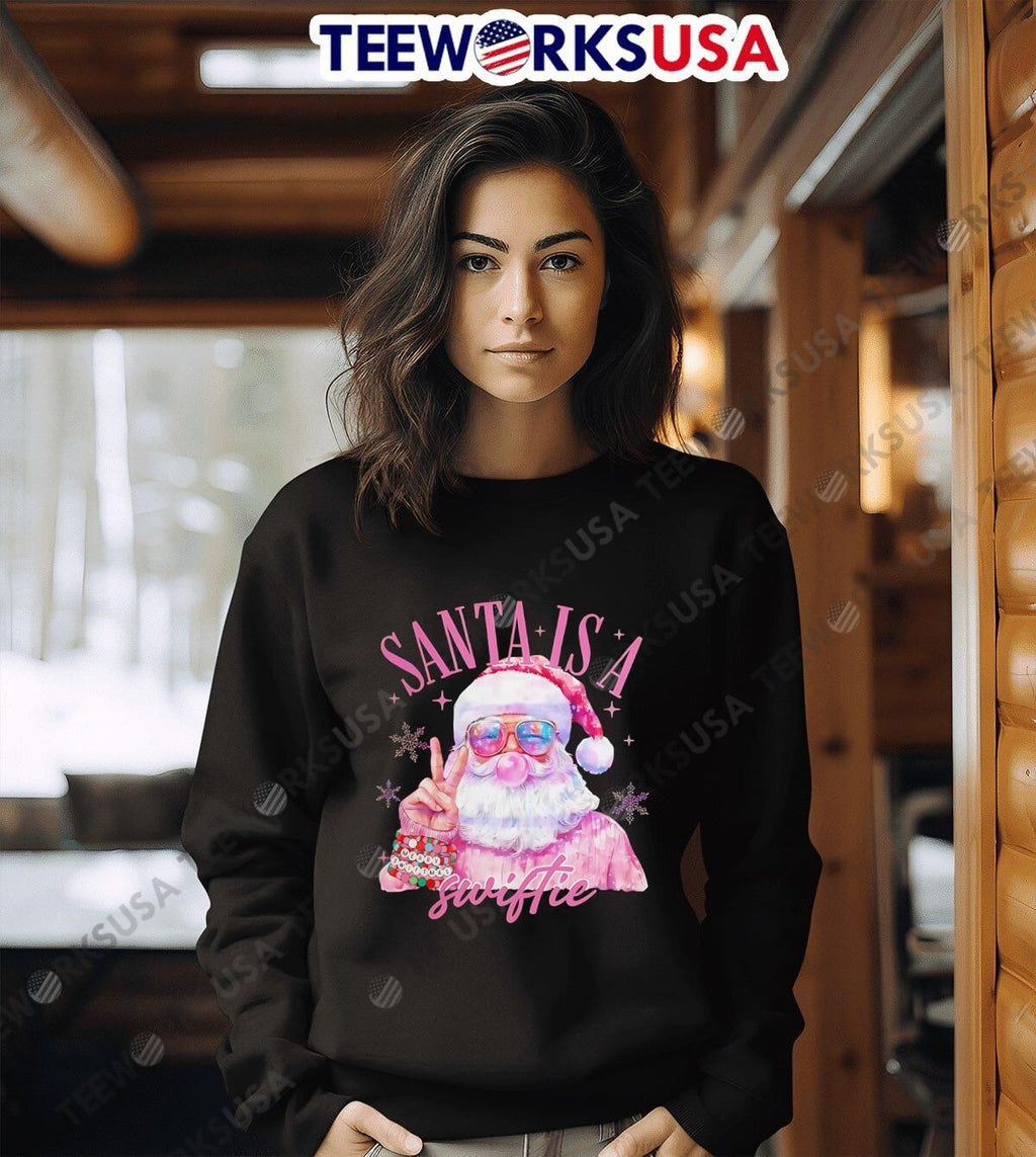 Santa Is A Swiftie Pink Christmas Claus - Adult & Kids T-Shirts, Sweatshirts & Hoodies apparel design preview 3