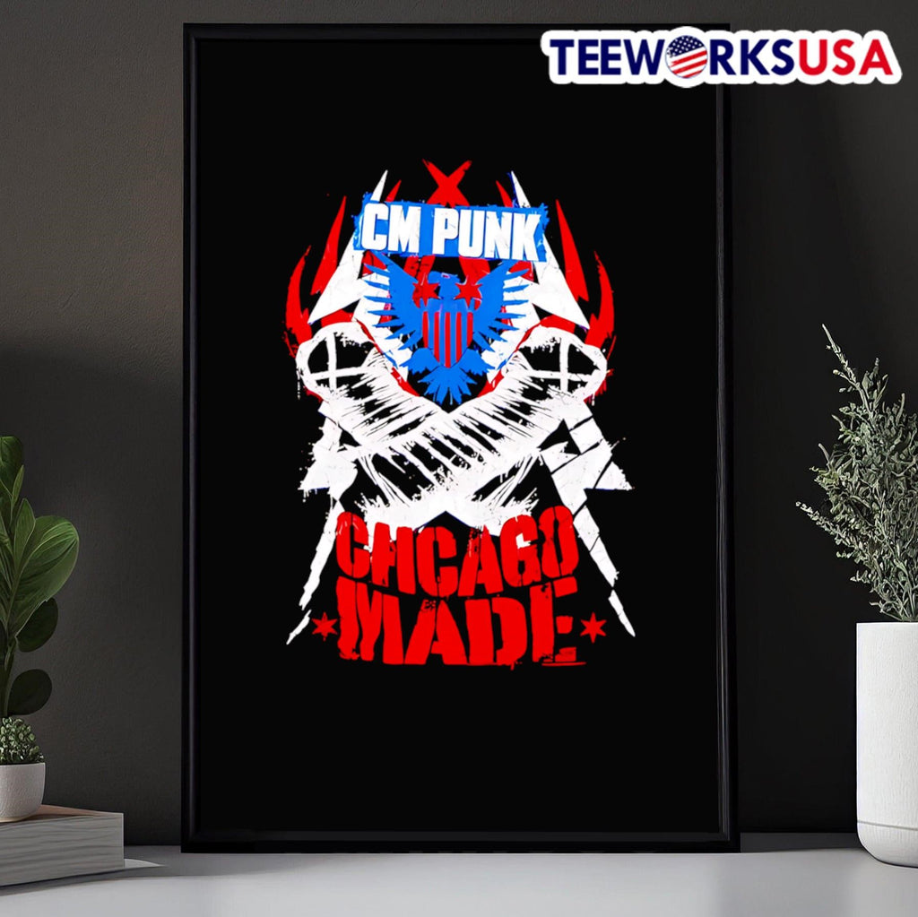 CM Punk Chicago Made Red, White and; Blue - Adult & Kids T-Shirts, Sweatshirts & Hoodies apparel design preview 5
