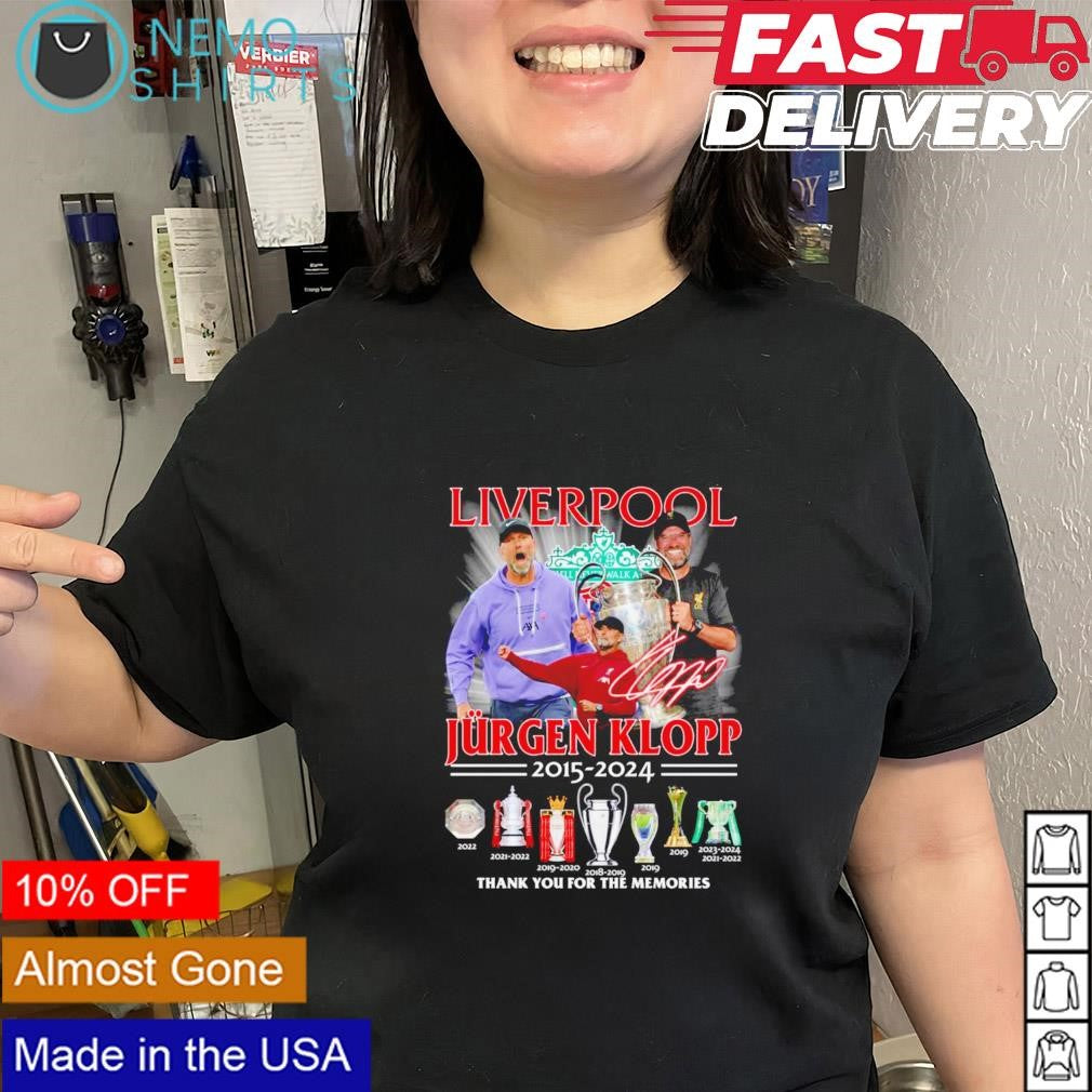 Jurgen Klopp Liverpool FC 2015 2024 thank you for the - Adult & Kids T-Shirts, Sweatshirts & Hoodies apparel design preview 1