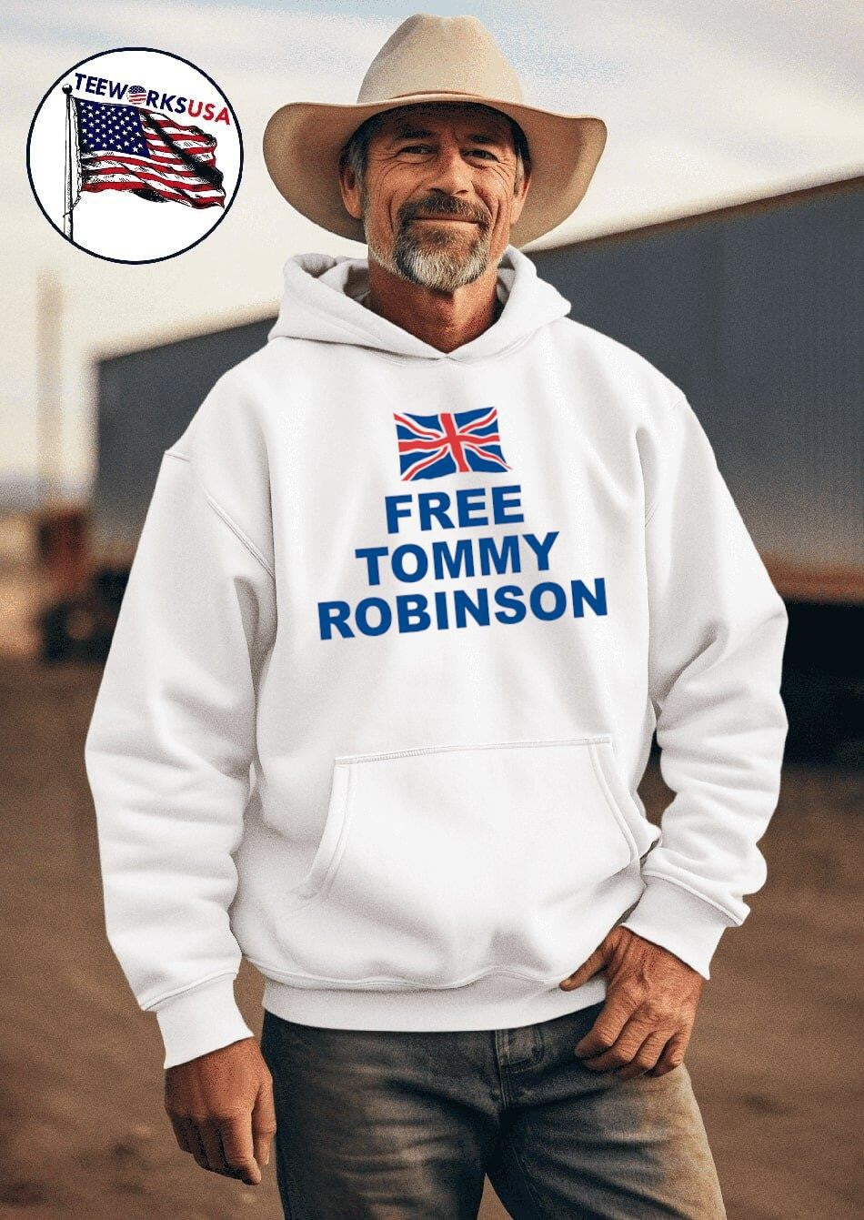 Free Tommy Robinson - Adult & Kids T-Shirts, Sweatshirts & Hoodies apparel design preview 2
