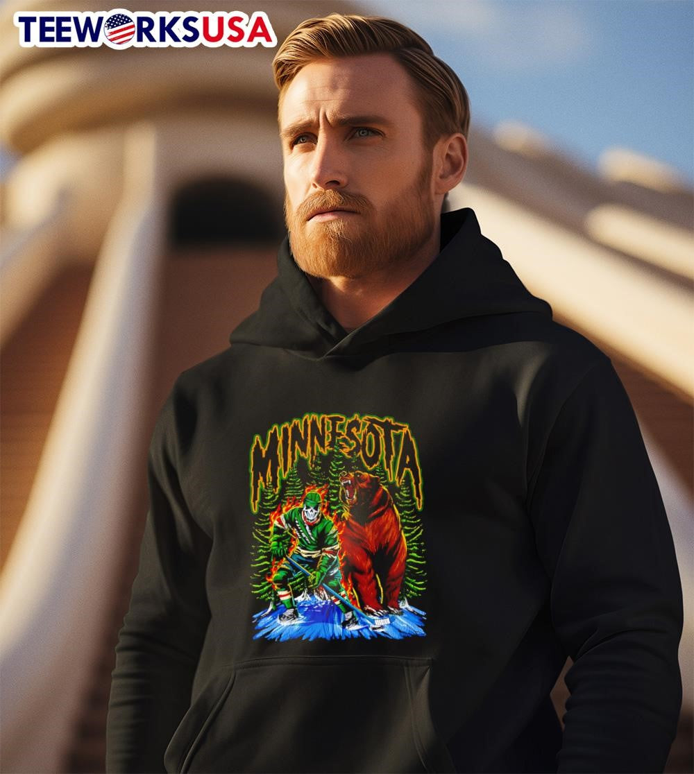 Minnesota Hockey Skeleton Player - Adult & Kids T-Shirts, Sweatshirts & Hoodies apparel design preview 2