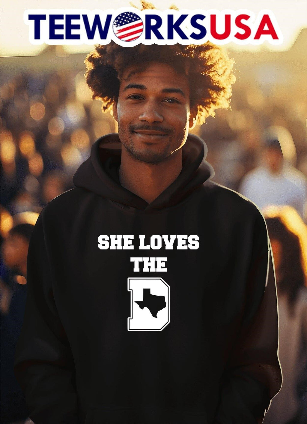 She loves the D Dallas Texas - Adult & Kids T-Shirts, Sweatshirts & Hoodies apparel design preview 2