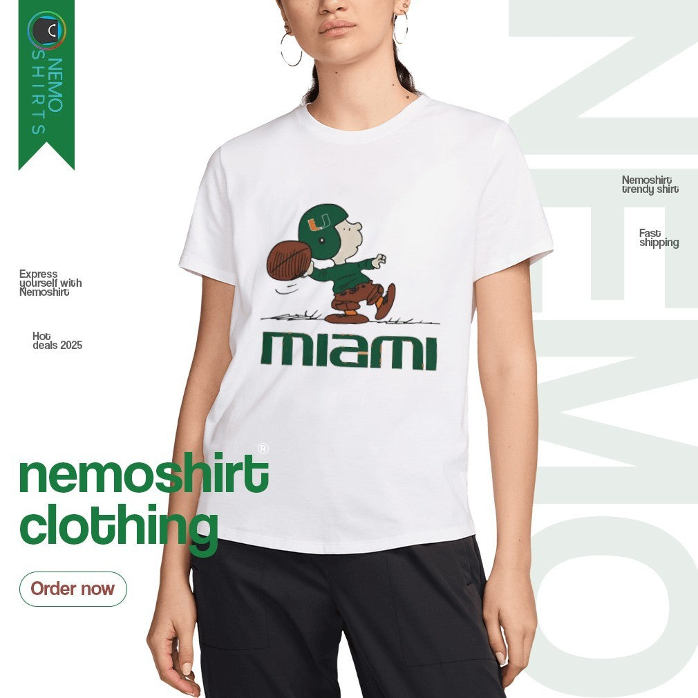 Peanuts Charlie Brown Miami Hurricanes quarterback - Adult & Kids T-Shirts, Sweatshirts & Hoodies apparel design preview 3