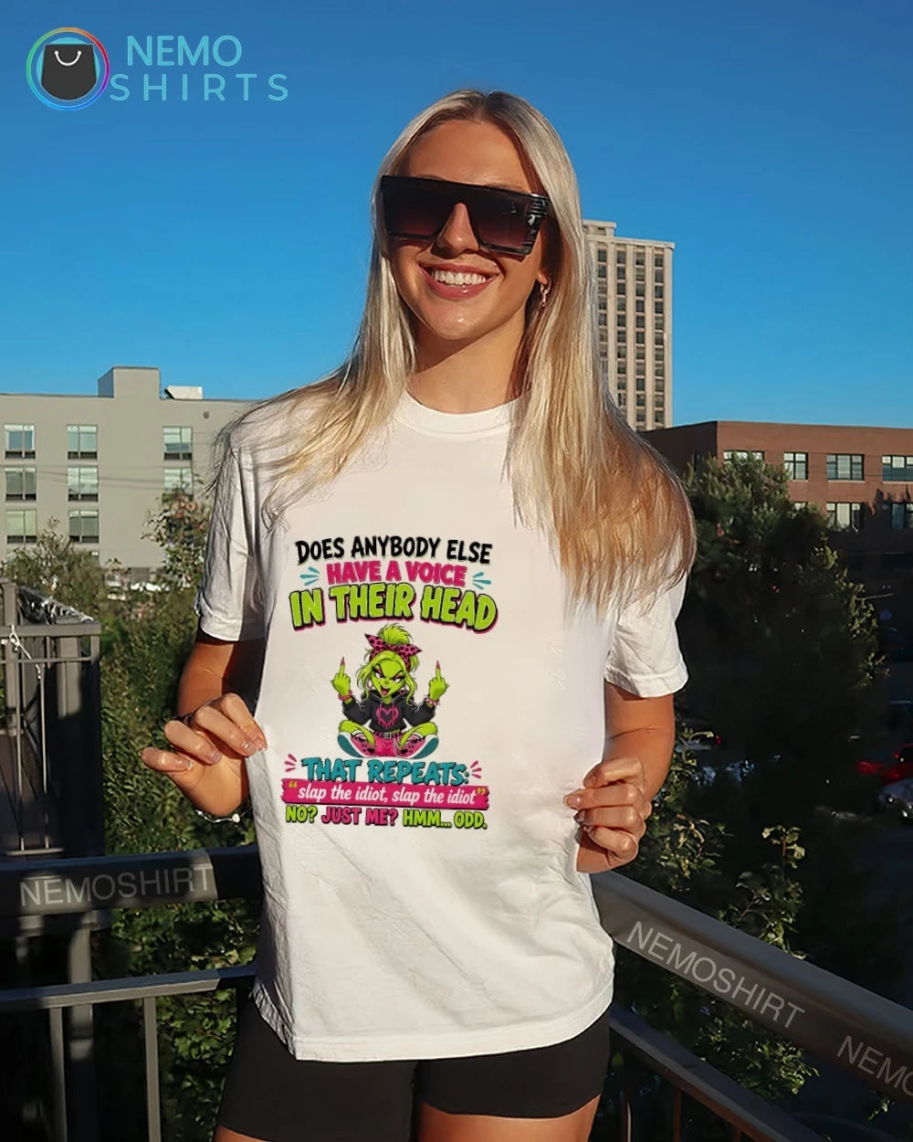Grinch middle finger does anybody else have a voice - Adult & Kids T-Shirts, Sweatshirts & Hoodies apparel design preview 7
