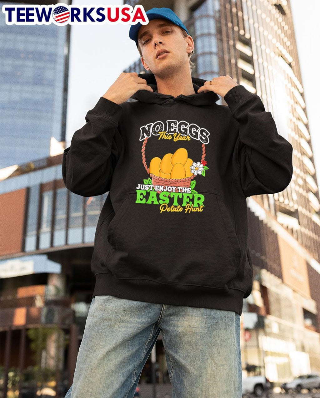 No eggs this year just enjoy easter potato hunt - Adult & Kids T-Shirts, Sweatshirts & Hoodies apparel design preview 3
