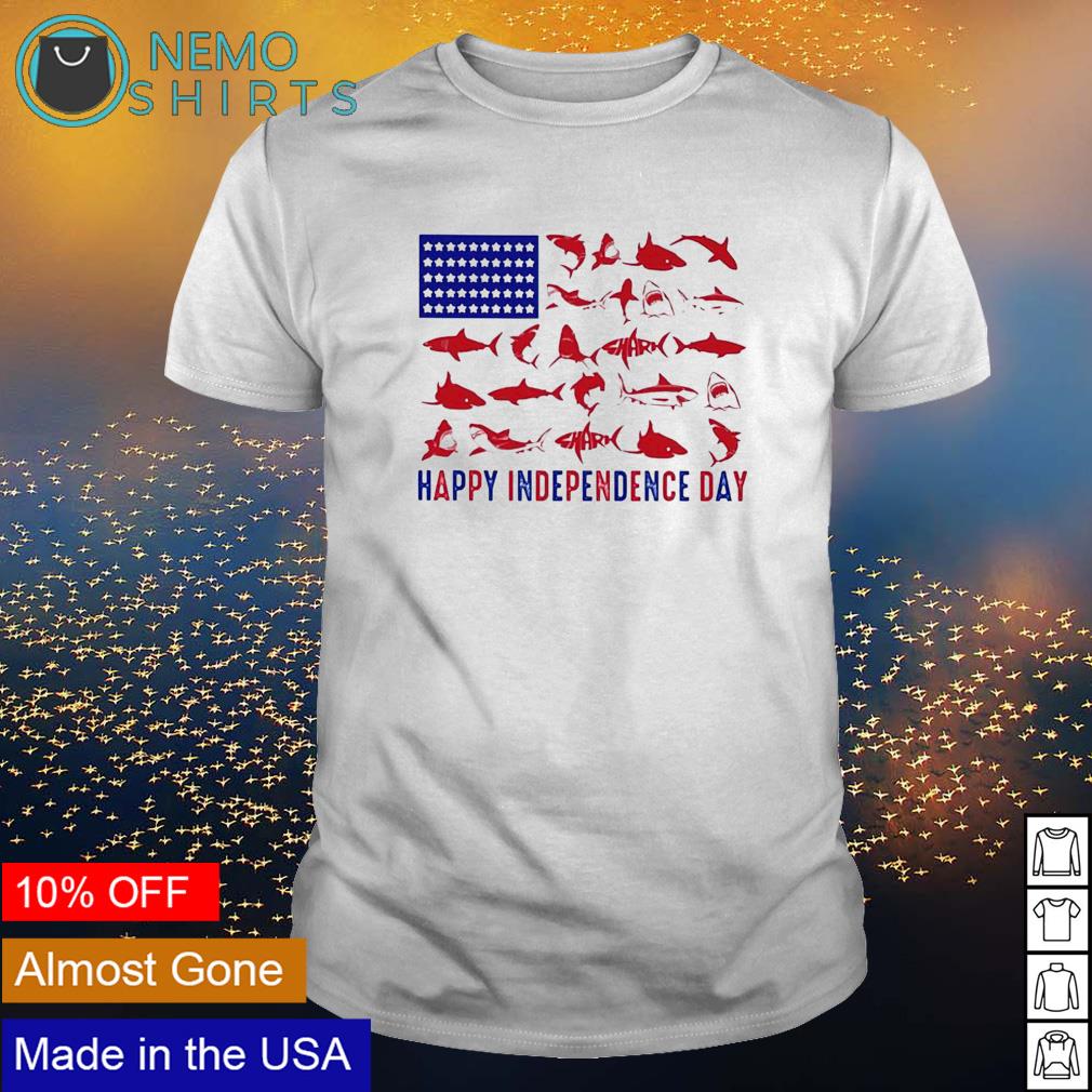 Shark happy Independence day American flag - Adult & Kids T-Shirts, Sweatshirts & Hoodies apparel design preview 1