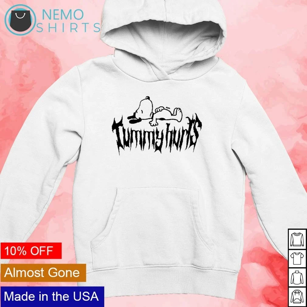 Snoopy Tummy Hurts Bootleg Style Peanuts - Adult & Kids T-Shirts, Sweatshirts & Hoodies apparel design preview 2