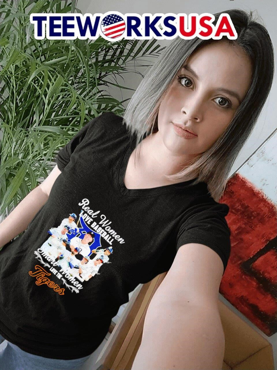 Real women love baseball smart the Detroit Tigers - Adult & Kids T-Shirts, Sweatshirts & Hoodies apparel design preview 7