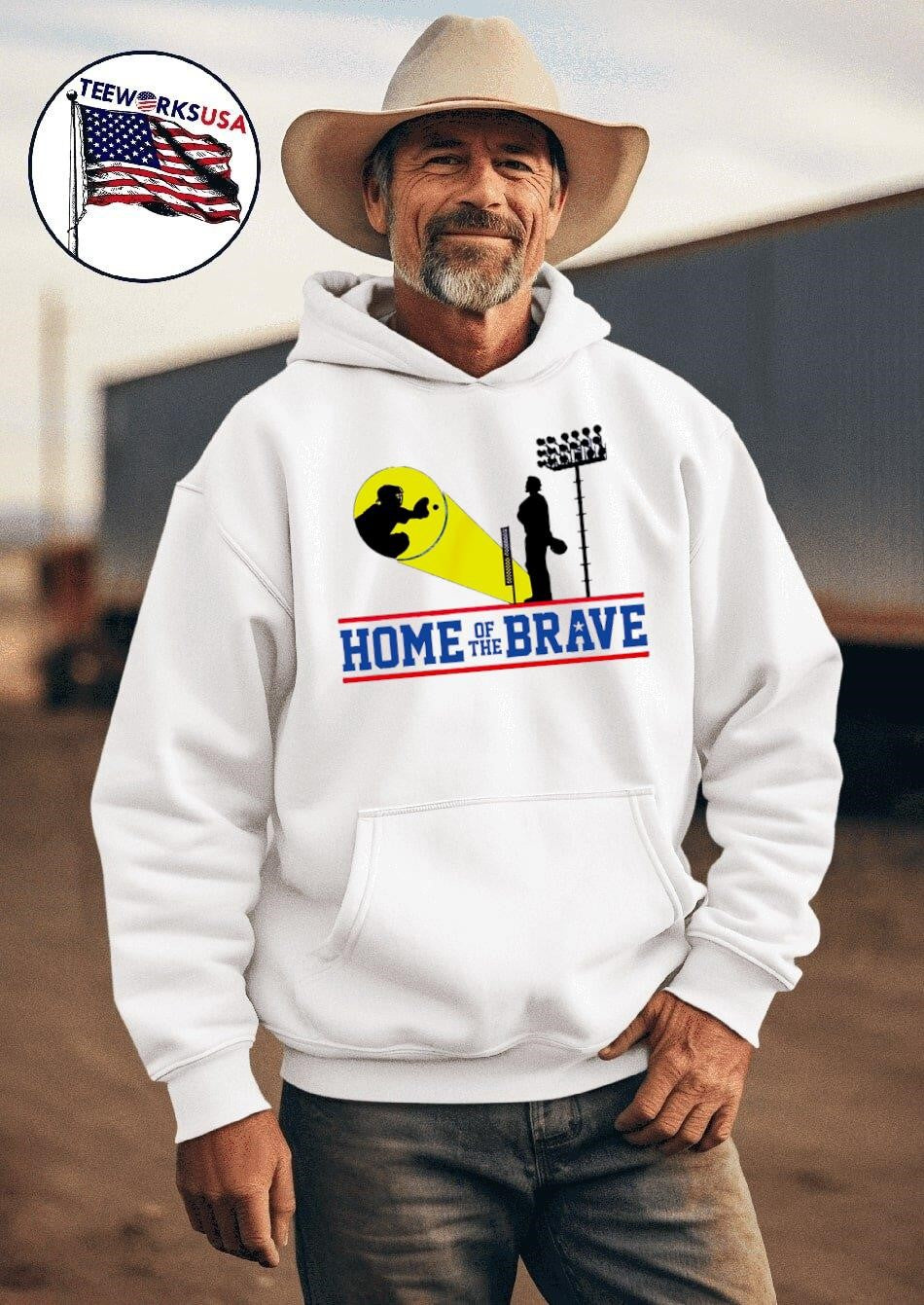 Home of the brave catcher - Adult & Kids T-Shirts, Sweatshirts & Hoodies apparel design preview 2