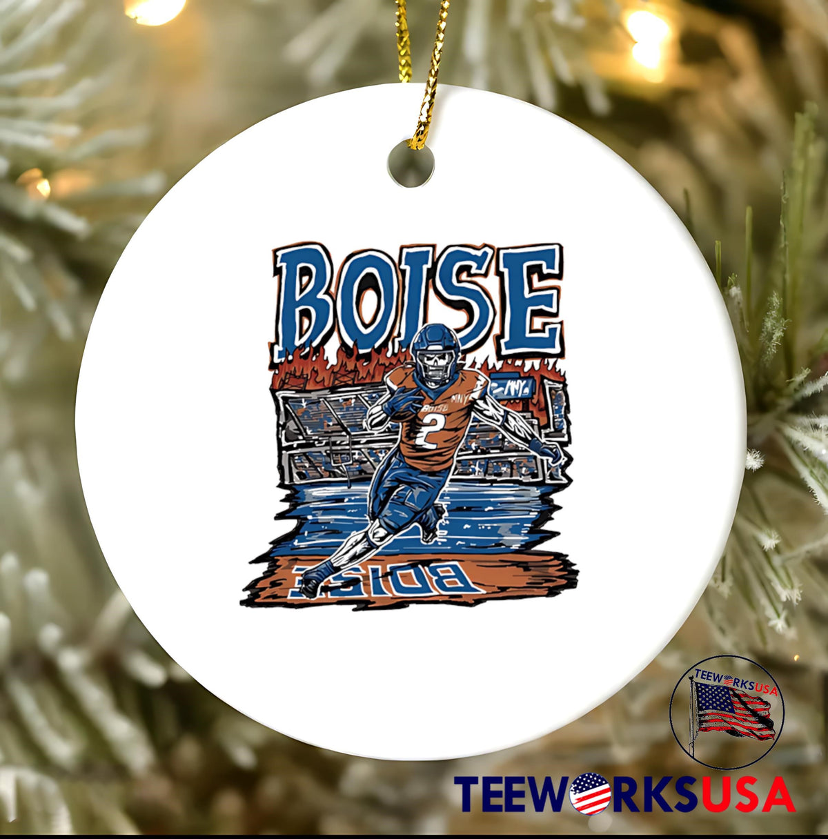 Boise State Broncos football fiery skeleton number 2 - Adult & Kids T-Shirts, Sweatshirts & Hoodies apparel design preview 3