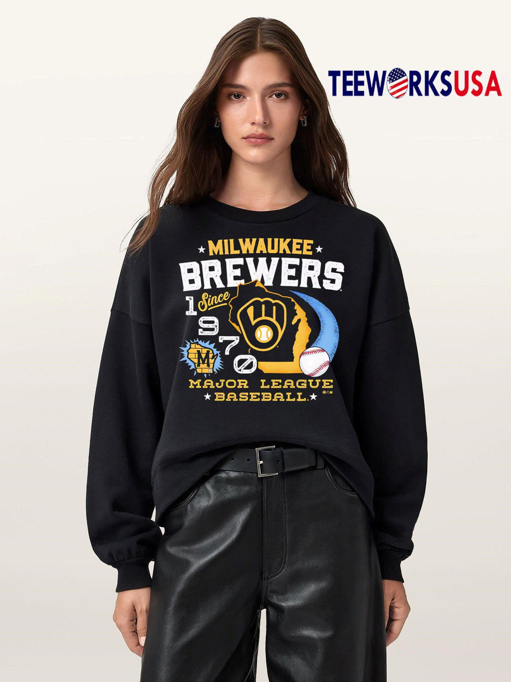 Milwaukee Brewers since 1970 Major League Baseball - Adult & Kids T-Shirts, Sweatshirts & Hoodies apparel design preview 5