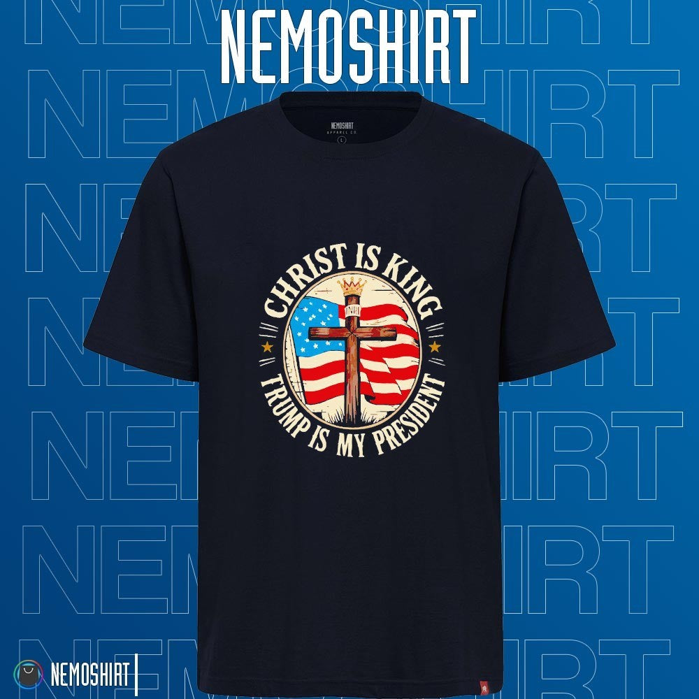 Christ is King Trump my president US flag - Adult & Kids T-Shirts, Sweatshirts & Hoodies apparel design preview 1
