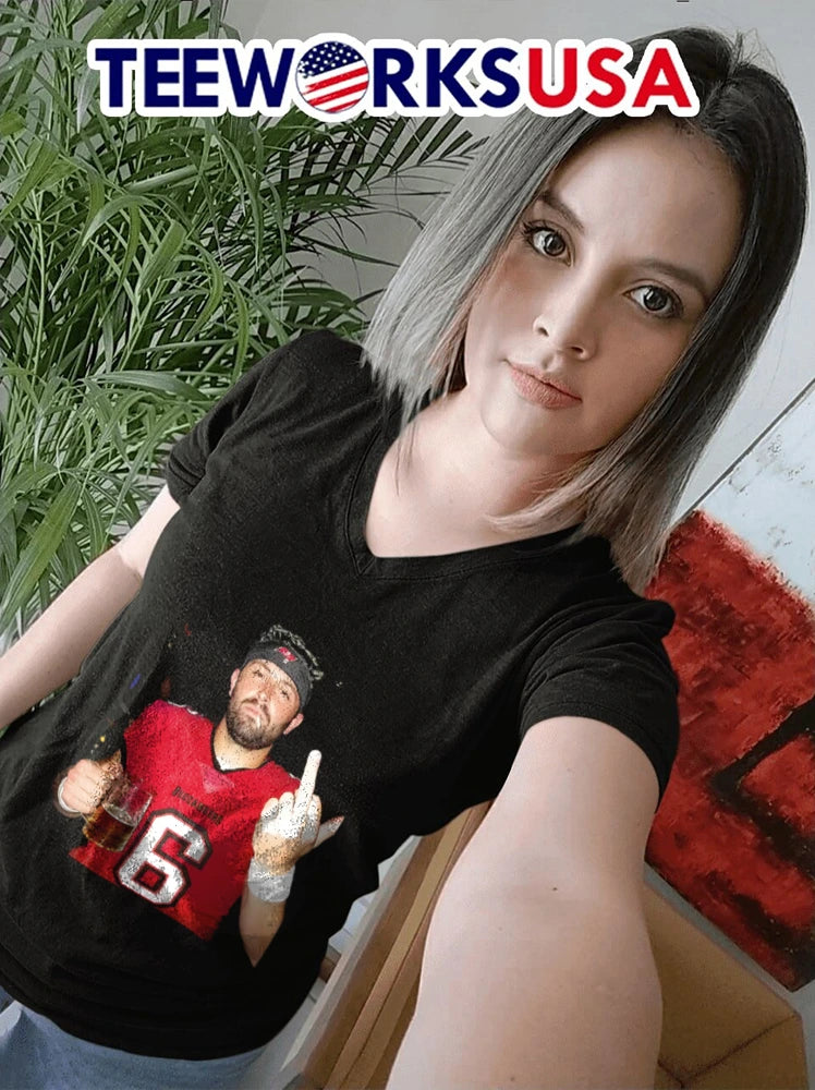 Buccaneers 6 Baker Mayfield Middle Finger With A Beer - Adult & Kids T-Shirts, Sweatshirts & Hoodies apparel design preview 7