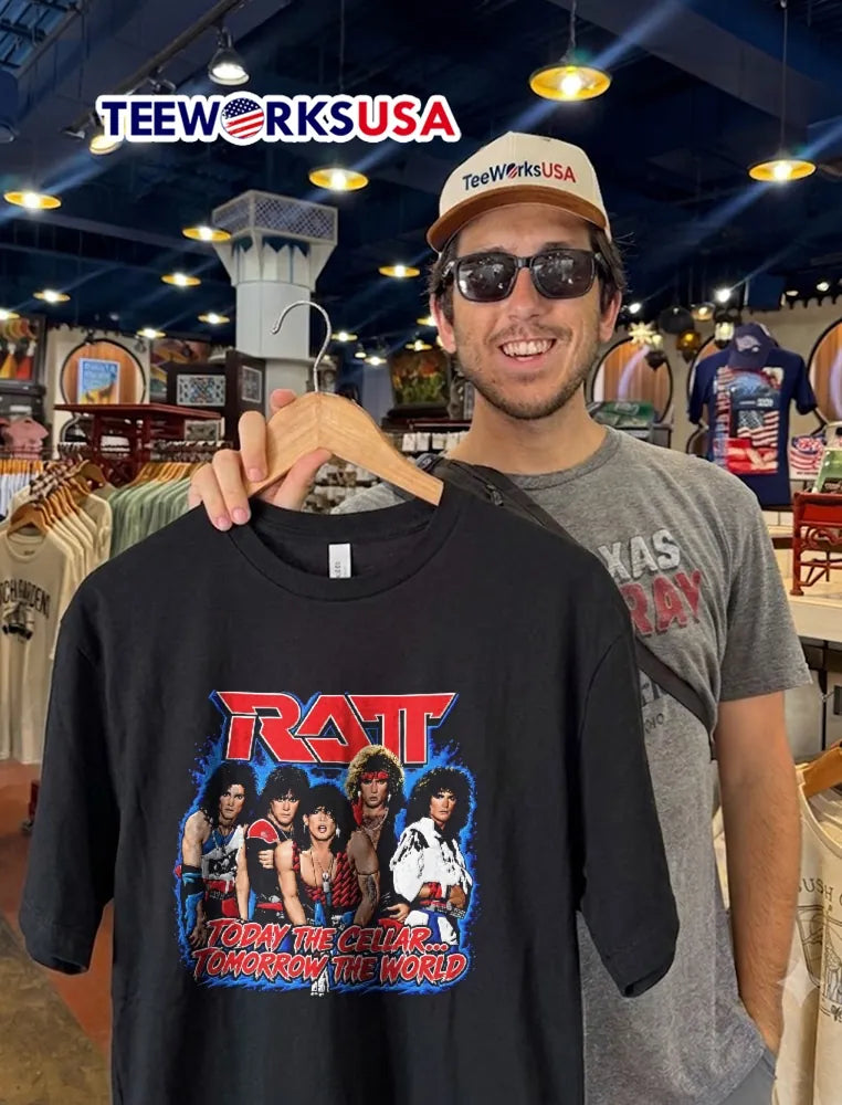 Ratt Today The Cellar Tomorrow World Band Photo Blue - Adult & Kids T-Shirts, Sweatshirts & Hoodies apparel design preview 2