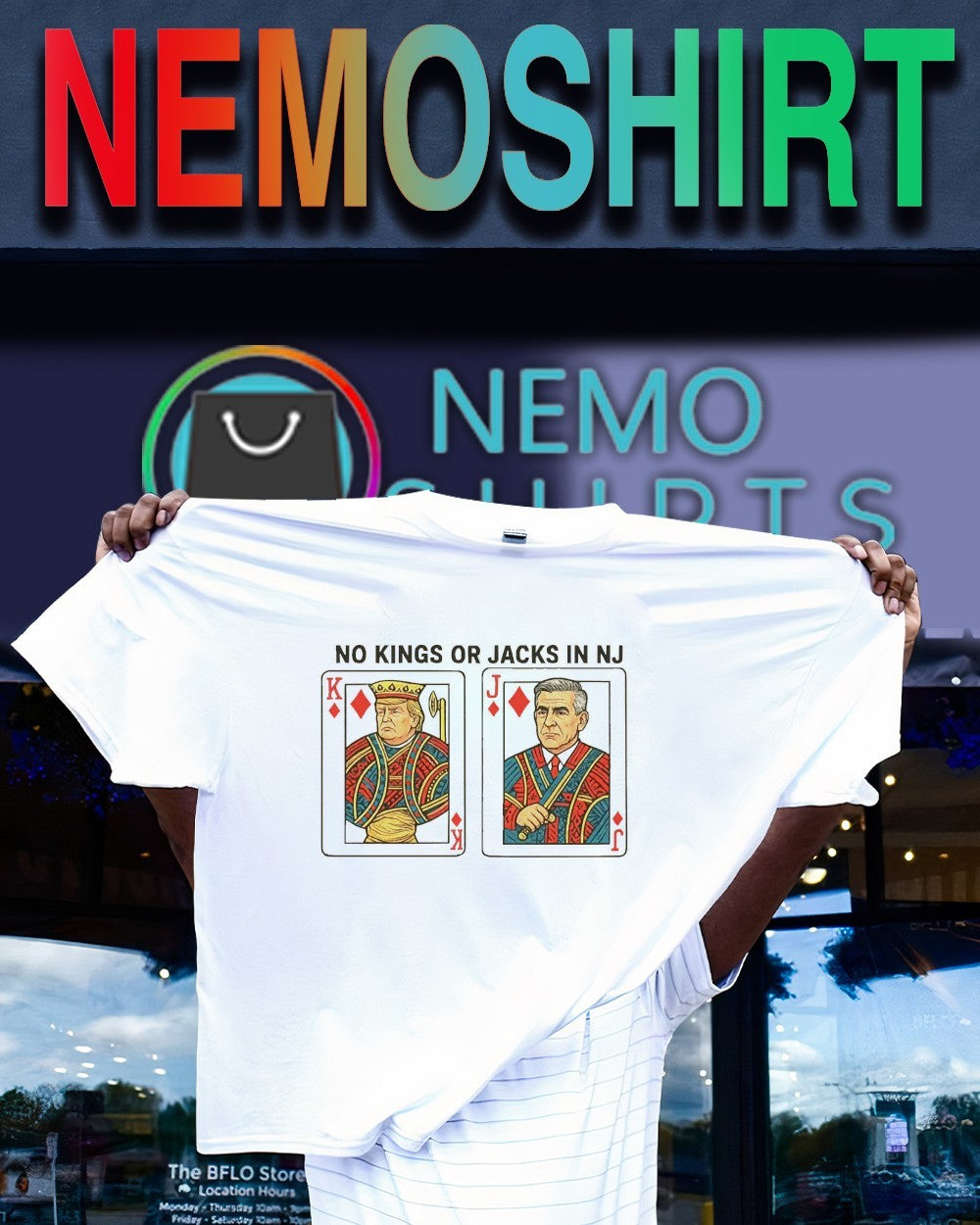 No Kings or Jacks in NJ Trump and Jack cards - Adult & Kids T-Shirts, Sweatshirts & Hoodies apparel design preview 1