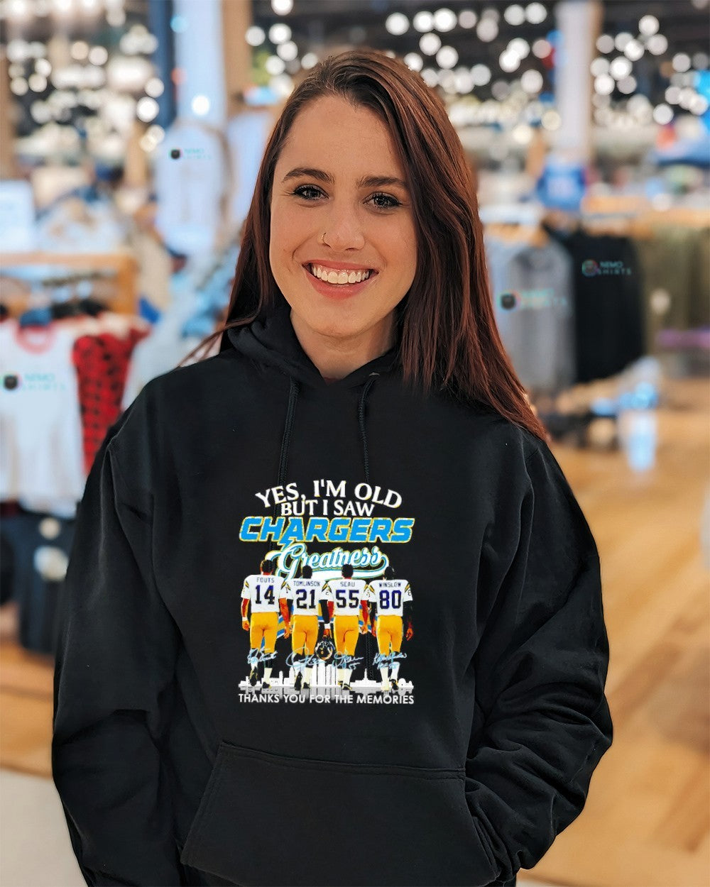 Yes I'm old but I saw Los Angeles Chargers thanks you - Adult & Kids T-Shirts, Sweatshirts & Hoodies apparel design preview 5