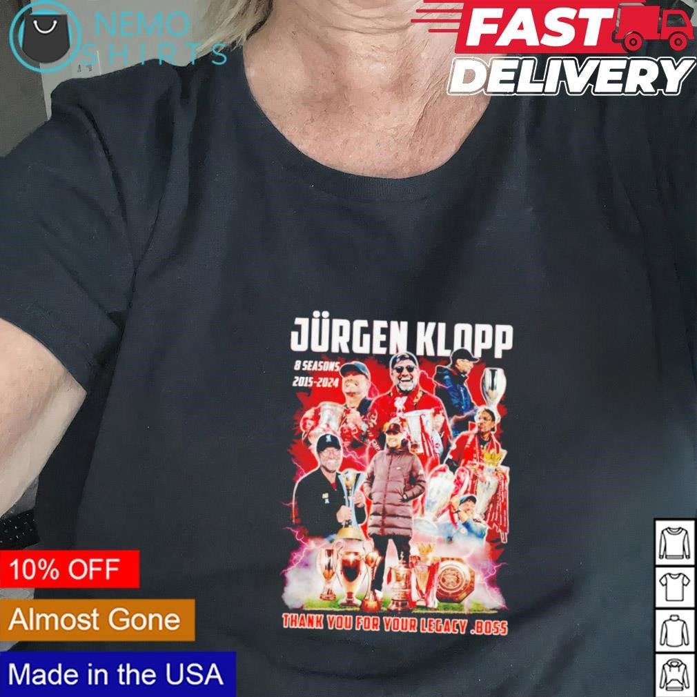 Jurgen Kloop coach Liverpool FC 8 seasons 2015 2024 - Adult & Kids T-Shirts, Sweatshirts & Hoodies apparel design preview 2