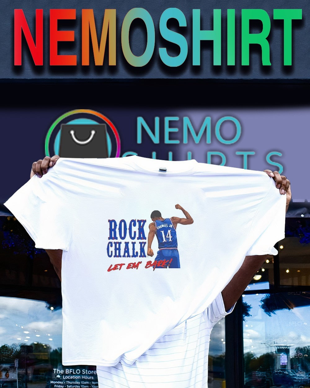 Rock Chalk Melvin Council Jr. let em' bark Kansas - Adult & Kids T-Shirts, Sweatshirts & Hoodies apparel design preview 1