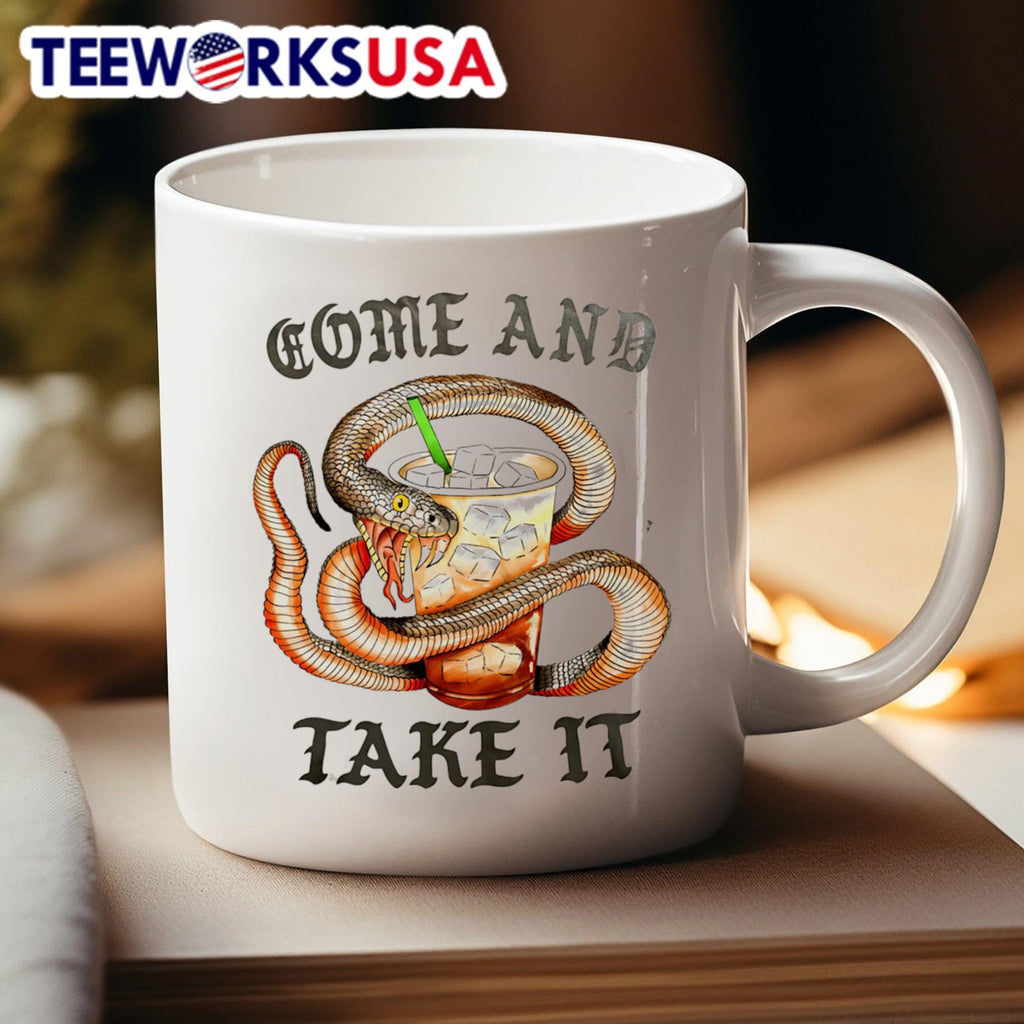 Come And Take It Snake With Iced Coffee - Adult & Kids T-Shirts, Sweatshirts & Hoodies apparel design preview 4