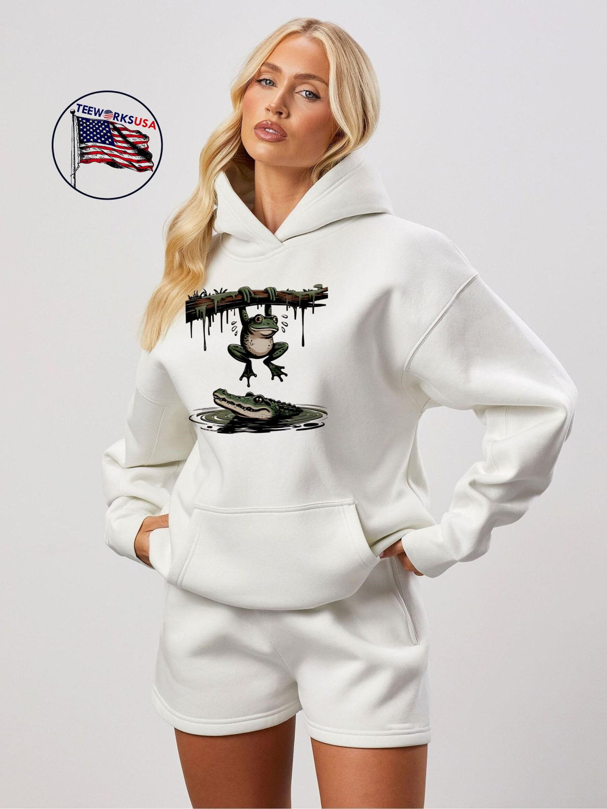 Frog and Alligator - Adult & Kids T-Shirts, Sweatshirts & Hoodies apparel design preview 2