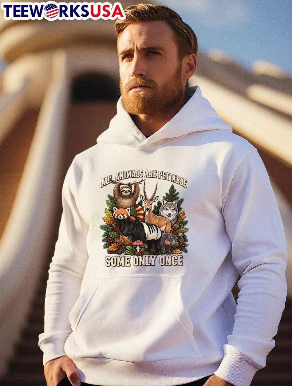 All Animals Are Pettable Some Only Once Sloth - Adult & Kids T-Shirts, Sweatshirts & Hoodies apparel design preview 2