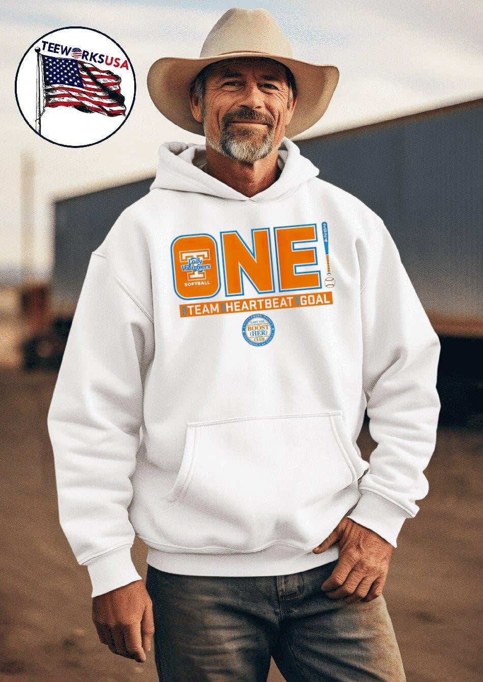 Tennessee Volunteers softball one team heartbeat gold - Adult & Kids T-Shirts, Sweatshirts & Hoodies apparel design preview 2