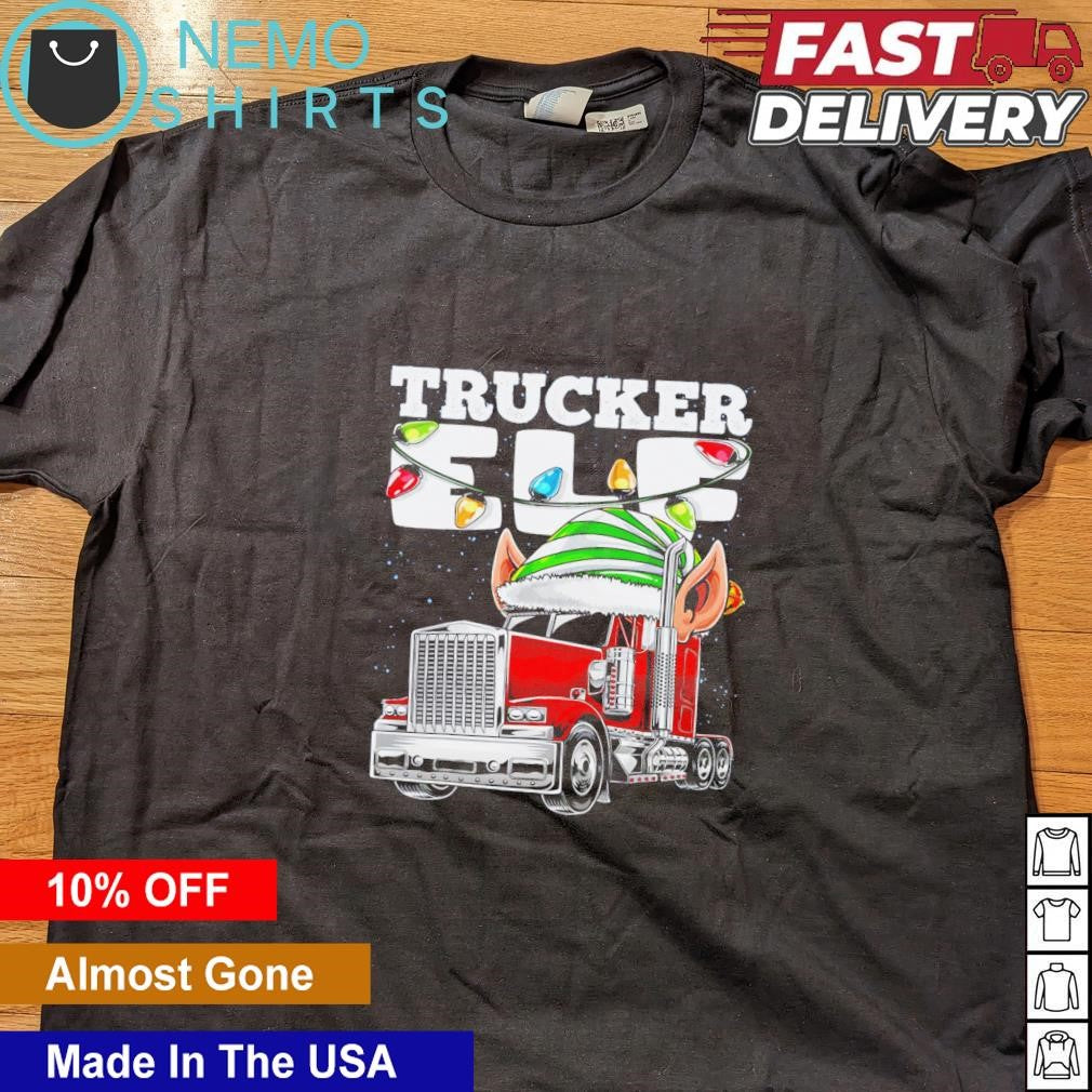 Trucker Elf Christmas - Adult & Kids T-Shirts, Sweatshirts & Hoodies apparel design preview 4