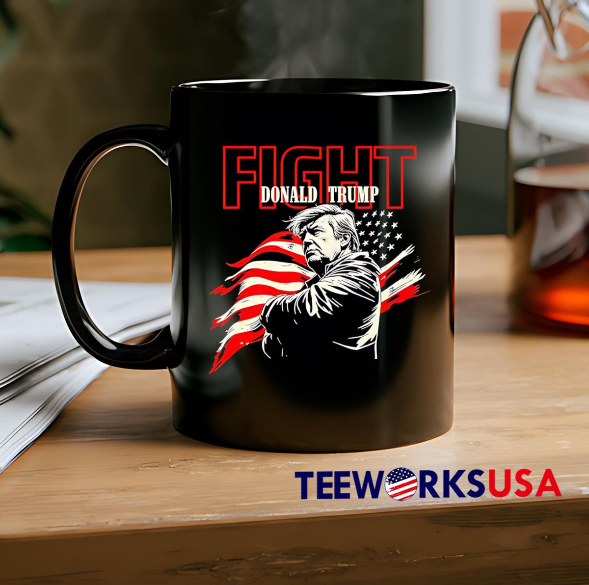 FIGHT Donald Trump American Flag - Adult & Kids T-Shirts, Sweatshirts & Hoodies apparel design preview 2