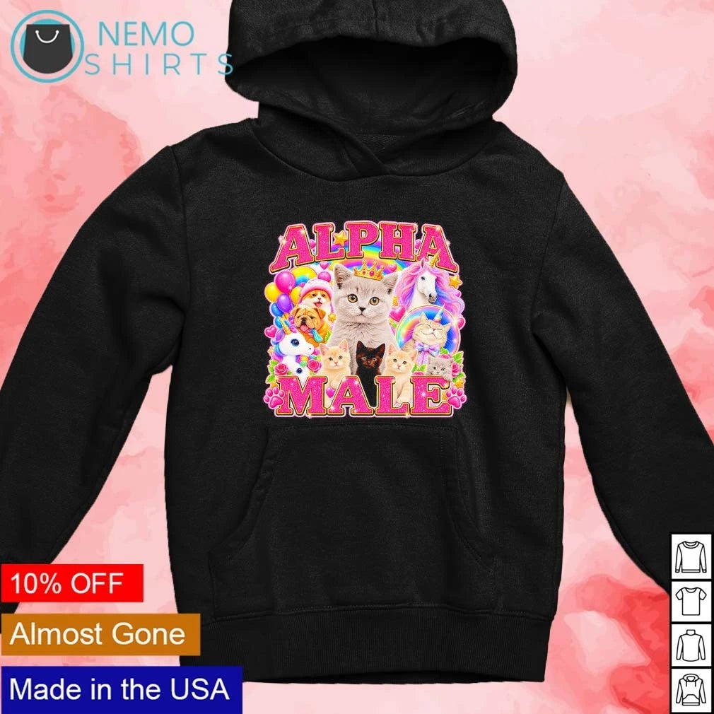Alpha Male Kitten and Unicorn Rainbow Collage - Adult & Kids T-Shirts, Sweatshirts & Hoodies apparel design preview 3