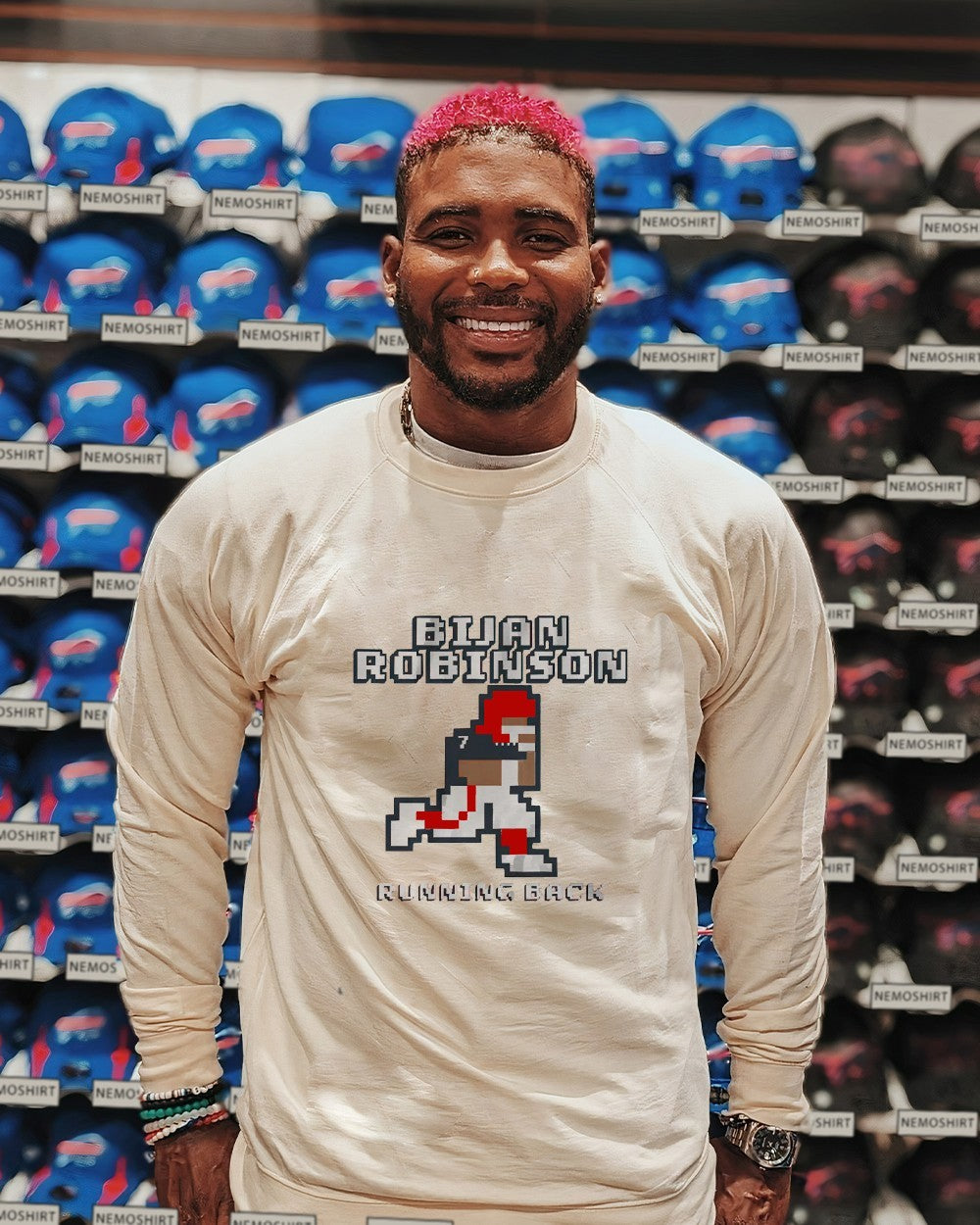 Bijan Robinson running back pixel - Adult & Kids T-Shirts, Sweatshirts & Hoodies apparel design preview 2