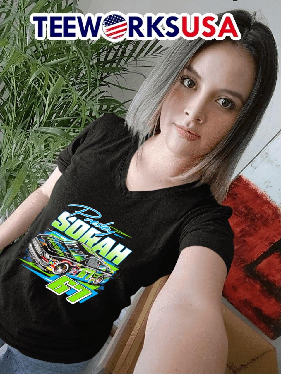 Presley Sorah 67 racing car graphic - Adult & Kids T-Shirts, Sweatshirts & Hoodies apparel design preview 7