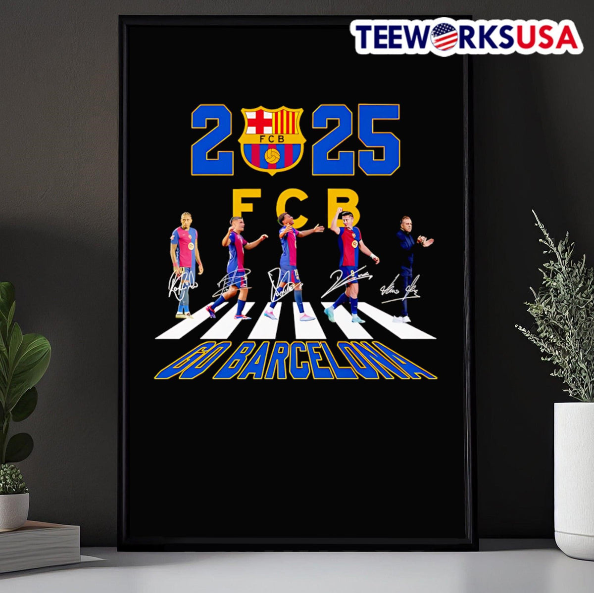 2025 go Barcelona Abbey Road signatures - Adult & Kids T-Shirts, Sweatshirts & Hoodies apparel design preview 5