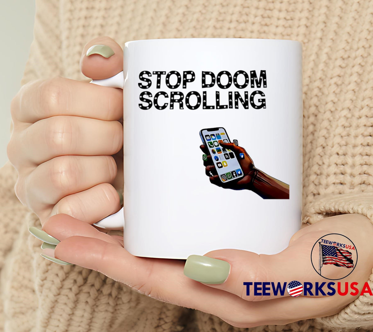 Stop Doom Scrolling cellular phone - Adult & Kids T-Shirts, Sweatshirts & Hoodies apparel design preview 6
