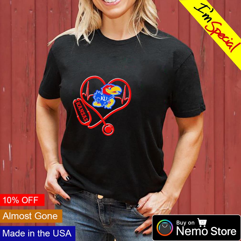 Heartbeat nurse Kansas Jayhawks - Adult & Kids T-Shirts, Sweatshirts & Hoodies apparel design preview 3