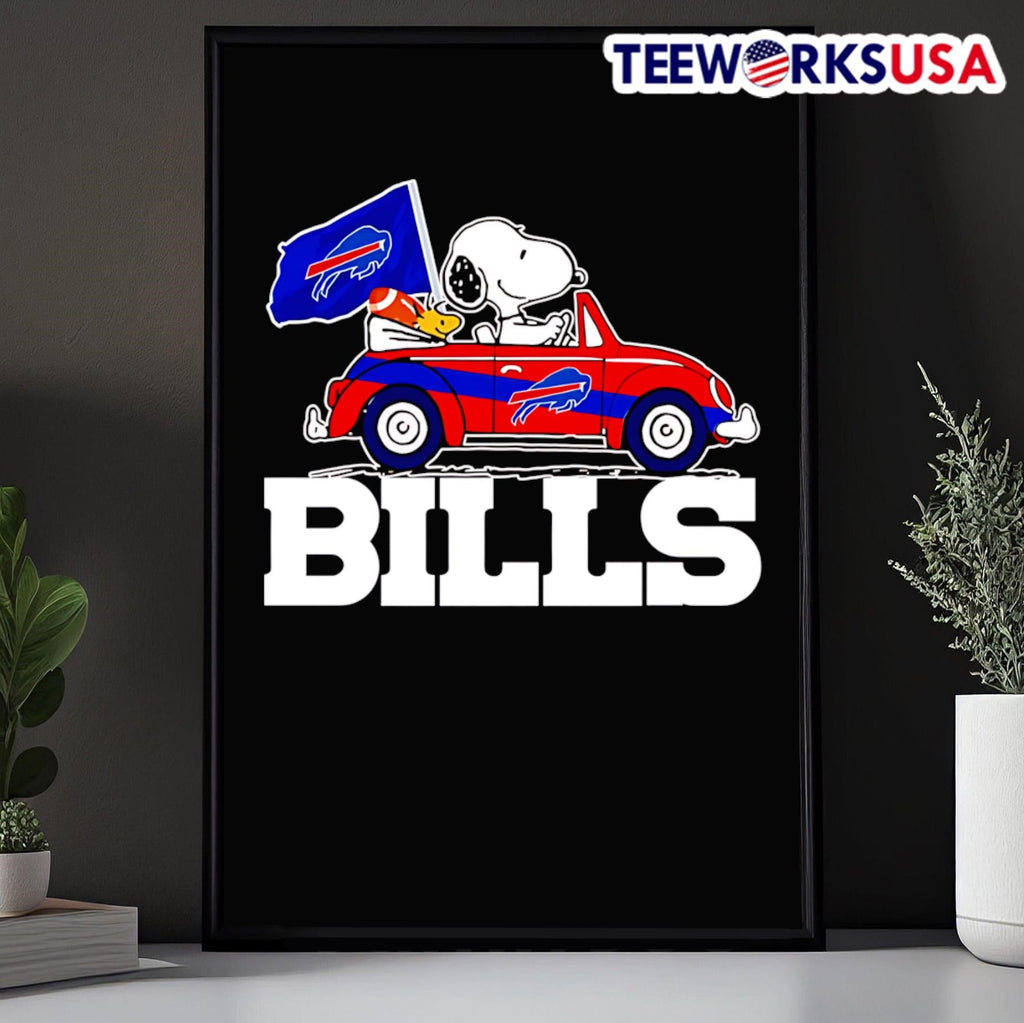 Snoopy and Woodstock driving car Buffalo Bills - Adult & Kids T-Shirts, Sweatshirts & Hoodies apparel design preview 5