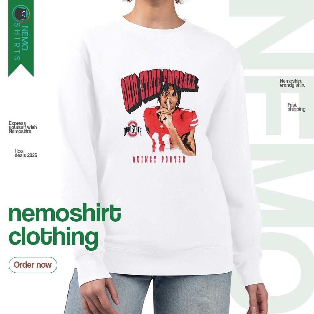 Quincy Porter Ohio State Buckeyes football player shh - Adult & Kids T-Shirts, Sweatshirts & Hoodies apparel design preview 4