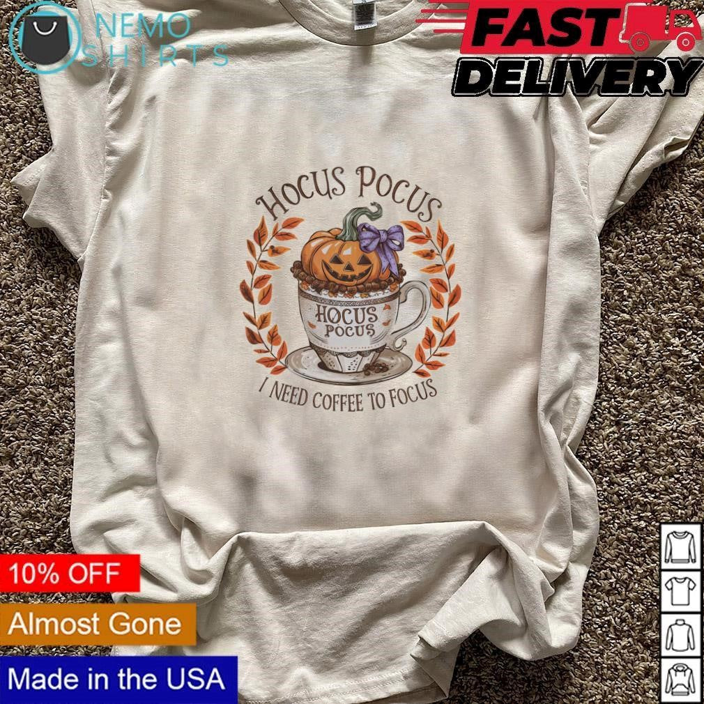 Hocus Pocus I need coffee to focus Halloween - Adult & Kids T-Shirts, Sweatshirts & Hoodies apparel design preview 3