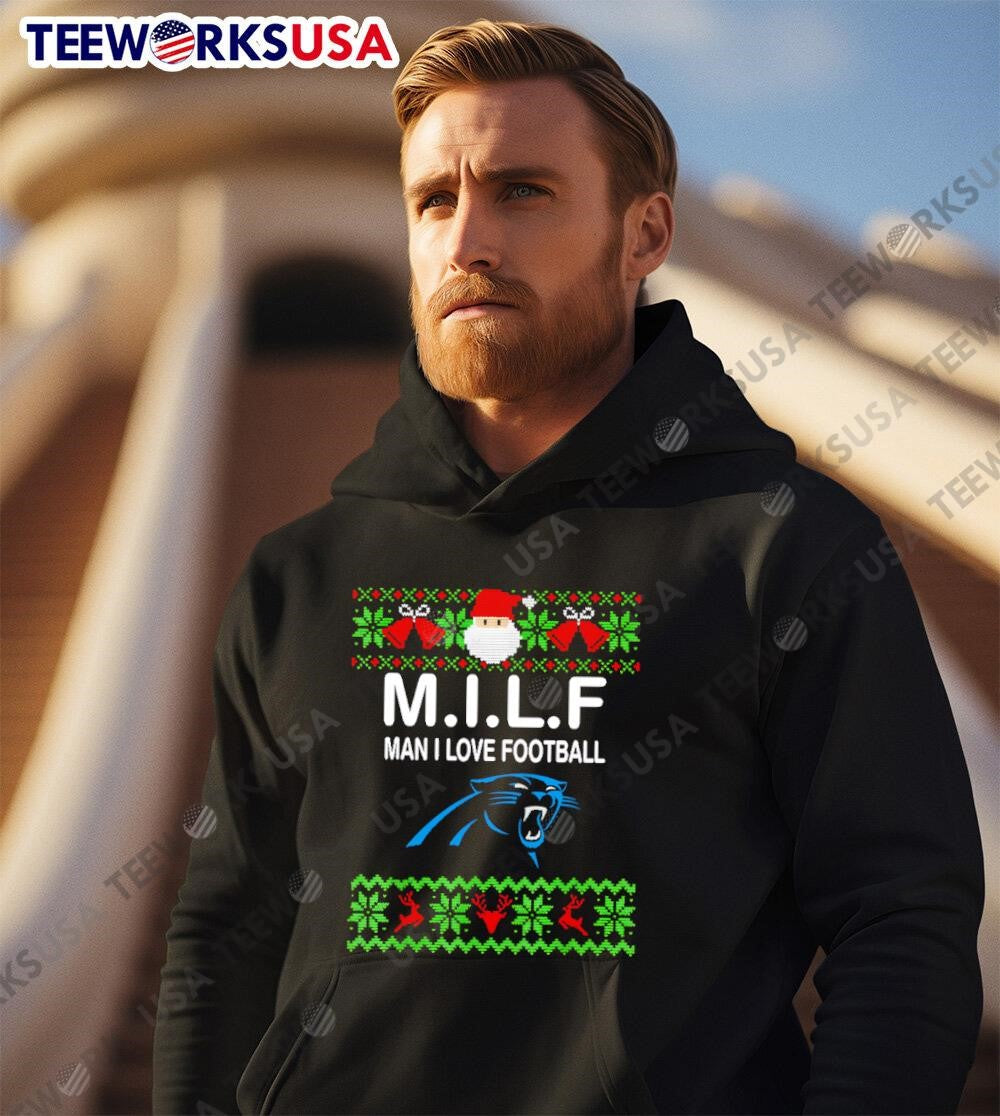 Carolina Panthers Christmas M.I.L.F Man I Love - Adult & Kids T-Shirts, Sweatshirts & Hoodies apparel design preview 3