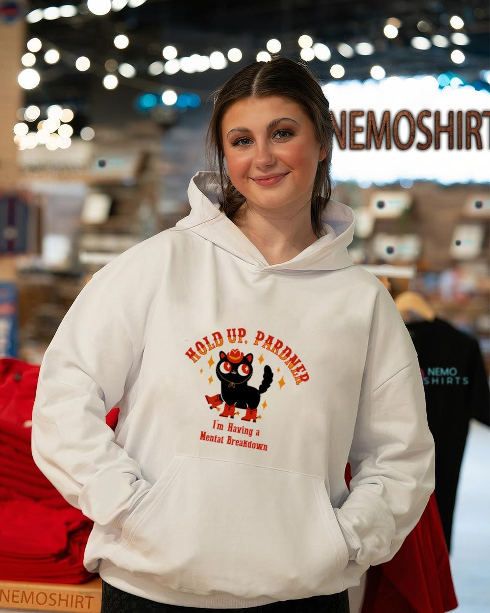 Demon Cat hold up pardner I'm having a mental - Adult & Kids T-Shirts, Sweatshirts & Hoodies apparel design preview 3