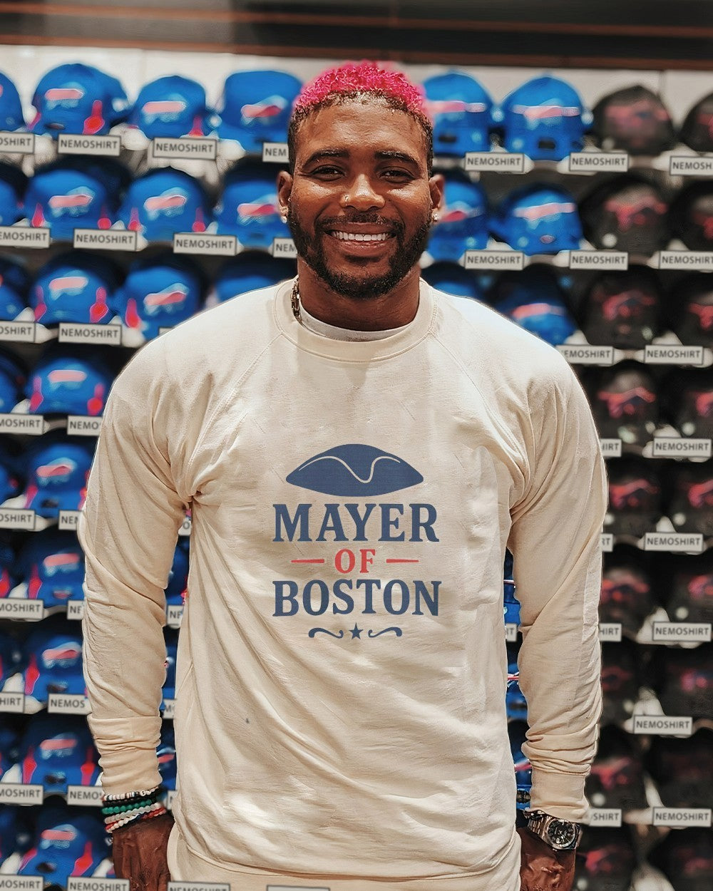 Mayer of Boston Drake Maye New England Patriots - Adult & Kids T-Shirts, Sweatshirts & Hoodies apparel design preview 2