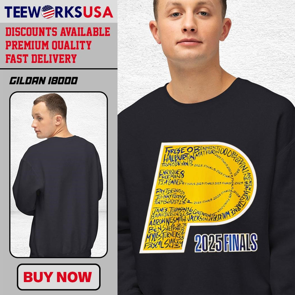 Indiana Pacers logo players signatures 2025 finals - Adult & Kids T-Shirts, Sweatshirts & Hoodies apparel design preview 3