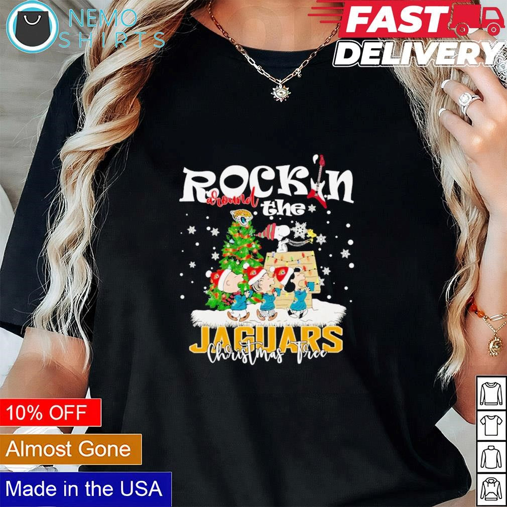 The Peanuts Jacksonville Jaguars rockin around - Adult & Kids T-Shirts, Sweatshirts & Hoodies apparel design preview 1