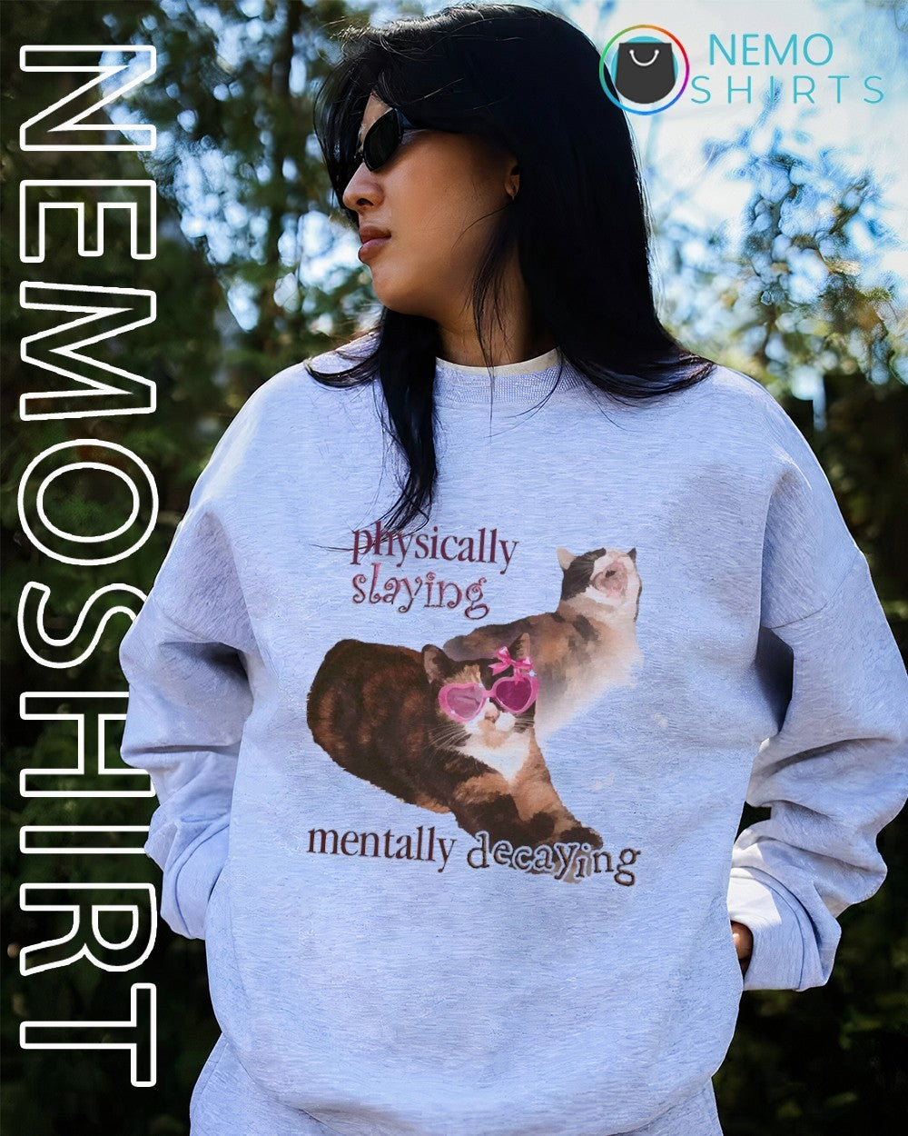 Physically slaying mentally decaying cats - Adult & Kids T-Shirts, Sweatshirts & Hoodies apparel design preview 2