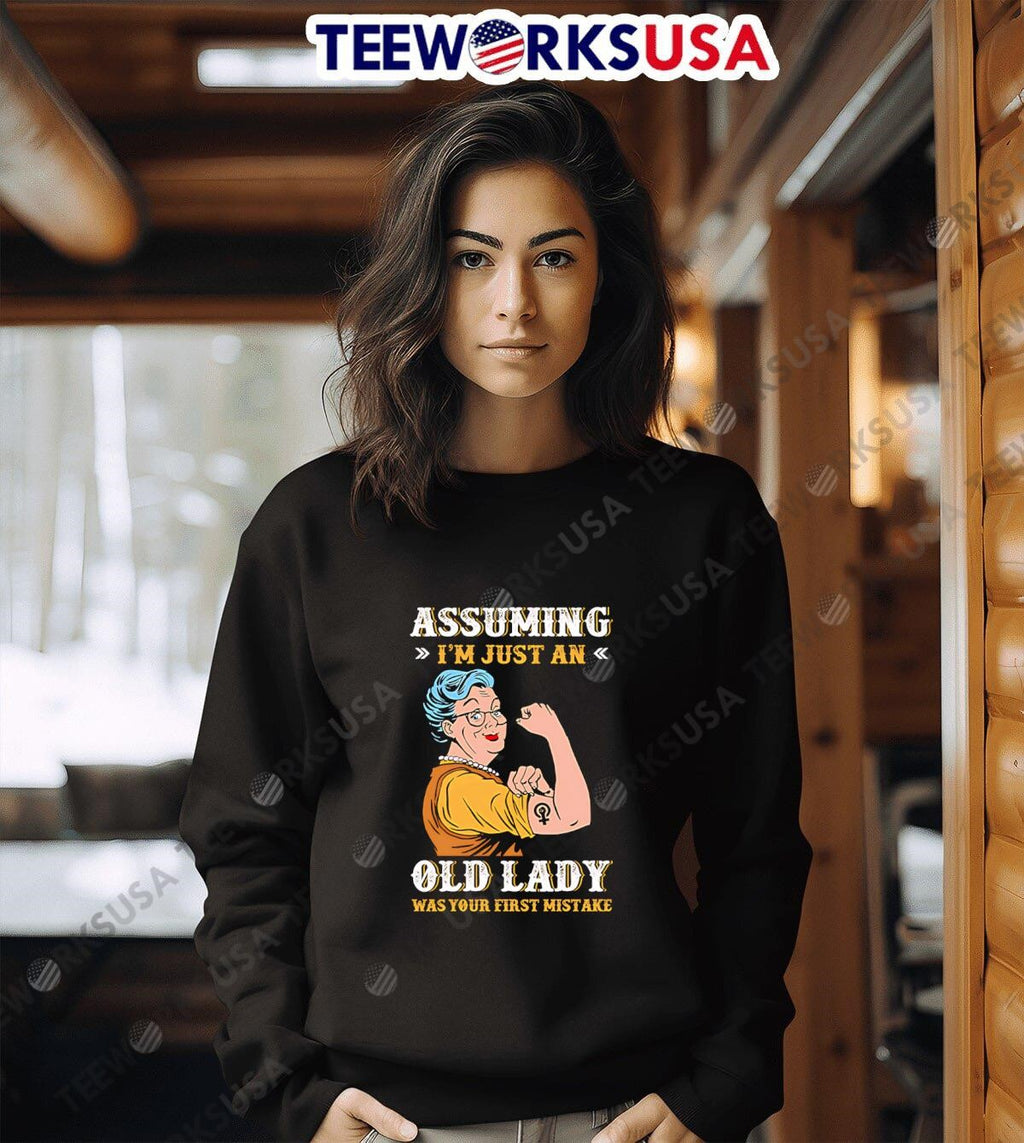 Assuming I'm Just An Old Lady Was Your First Mistake - Adult & Kids T-Shirts, Sweatshirts & Hoodies apparel design preview 3