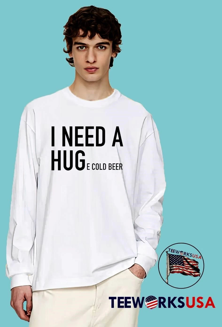 I Need A Huge Cold Beer Minimalist Bold Typography - Adult & Kids T-Shirts, Sweatshirts & Hoodies apparel design preview 3