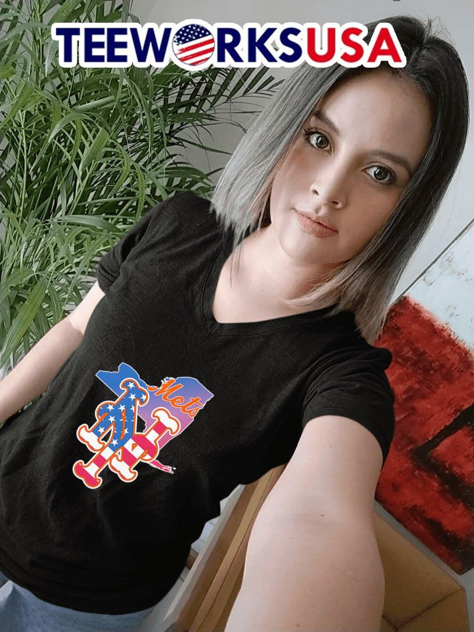 Map American flag New York Mets logo - Adult & Kids T-Shirts, Sweatshirts & Hoodies apparel design preview 7