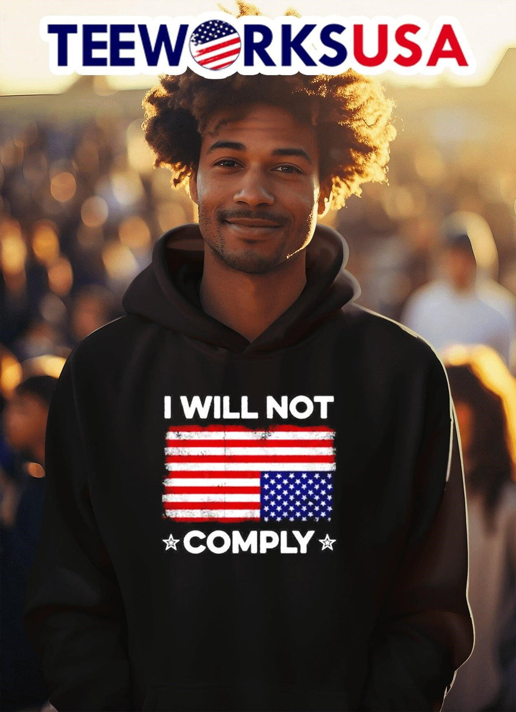 Donald Trump I will not comply American flag - Adult & Kids T-Shirts, Sweatshirts & Hoodies apparel design preview 2