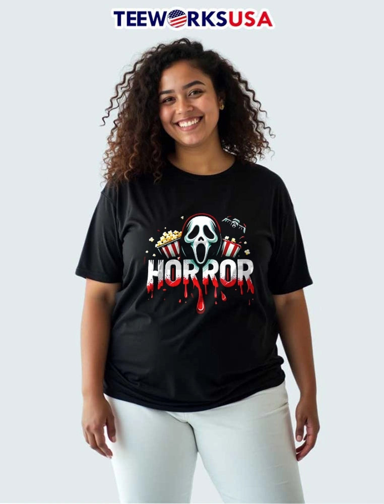 Horror Cartoon Ghostface Mask Popcorn Boxes Dripping - Adult & Kids T-Shirts, Sweatshirts & Hoodies apparel design preview 3