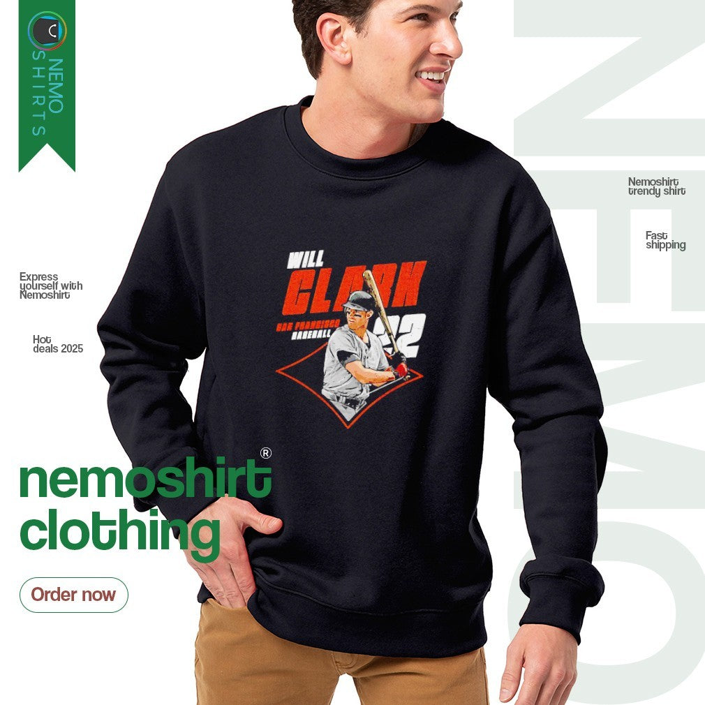 Will Clark San Francisco Giants baseball player - Adult & Kids T-Shirts, Sweatshirts & Hoodies apparel design preview 4