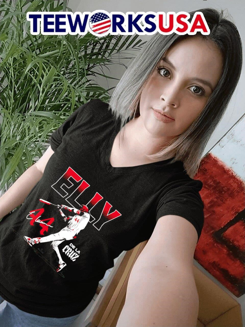 Elly De La Cruz Dynamic Attack Cincinnati Reds - Adult & Kids T-Shirts, Sweatshirts & Hoodies apparel design preview 7